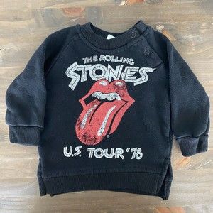 The Rolling Stones Baby 0-3 Month Long Sleeve Pullover Sweatshirt Black Red